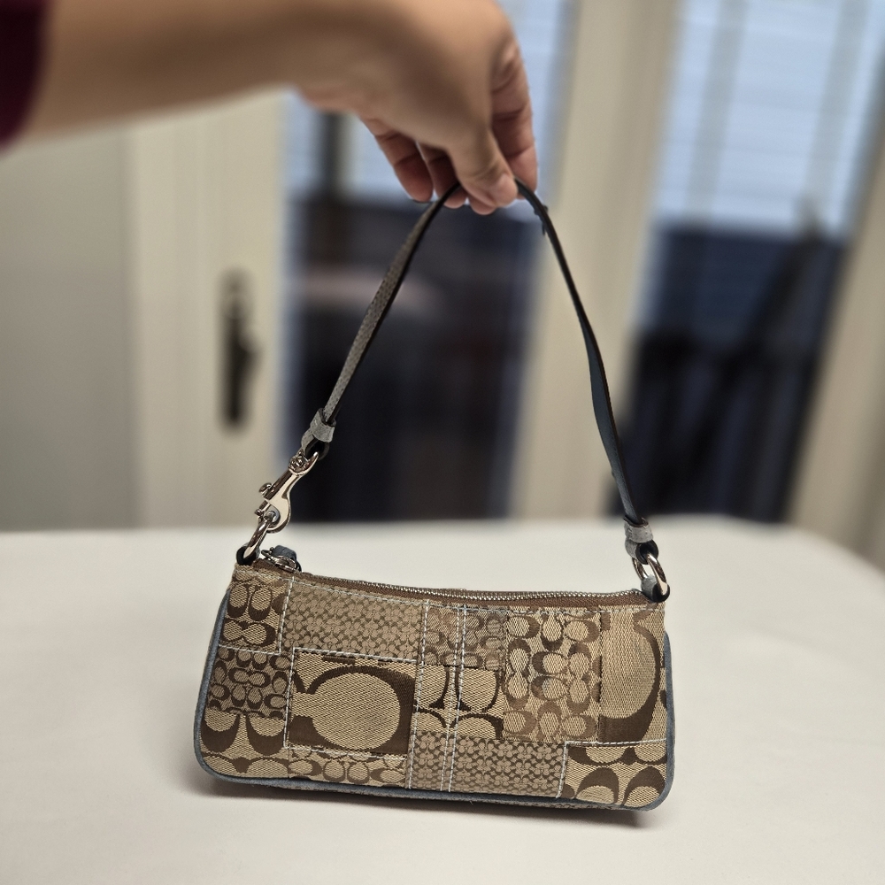 Vintage Coach 3693 Patchwork Python Trim Mini Sho… - image 2